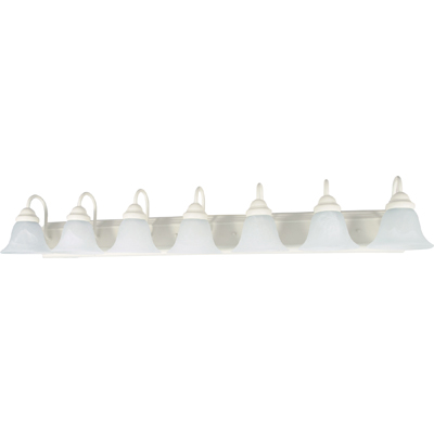 Nuvo Lighting 60/294  Ballerina - 7 Light - 48" - Vanity with Alabaster Glass Bell Shades in Textured White Finish